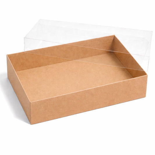 The Baked Studio – Deluxe Treat & Cookie Boxes with Clear Lid - Kraft (Pack of 5)