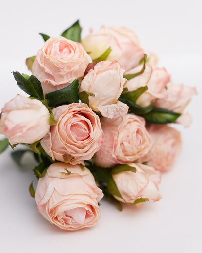 Dried Touch 12-Piece Small Rose & Tea Rose Stem Bouquet – Dusty Pale Pink