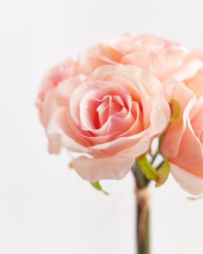 Artificial Silk Hand-Tied Bella Rose Bouquet - Peach Blush