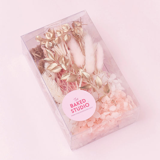 Deluxe Dried Flower Box (Gold, White & Light Pink)