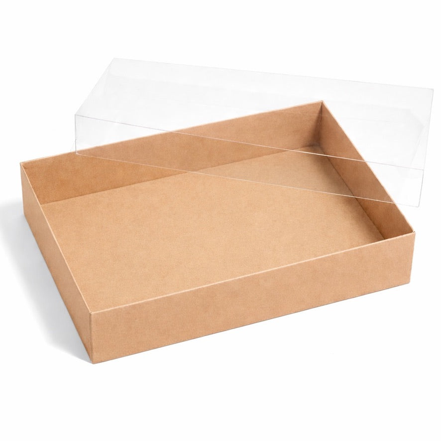 The Baked Studio – Deluxe Treat & Cookie Boxes with Clear Lid - Kraft (Pack of 5)