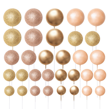 32 Pieces Cake Decorating Ball Sets - Gold, Gold Pearl, Gold Glitter & Light Gold Glitter
