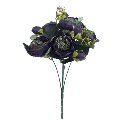 Artificial Silk Peony & Tea Rose Bouquet (Black)