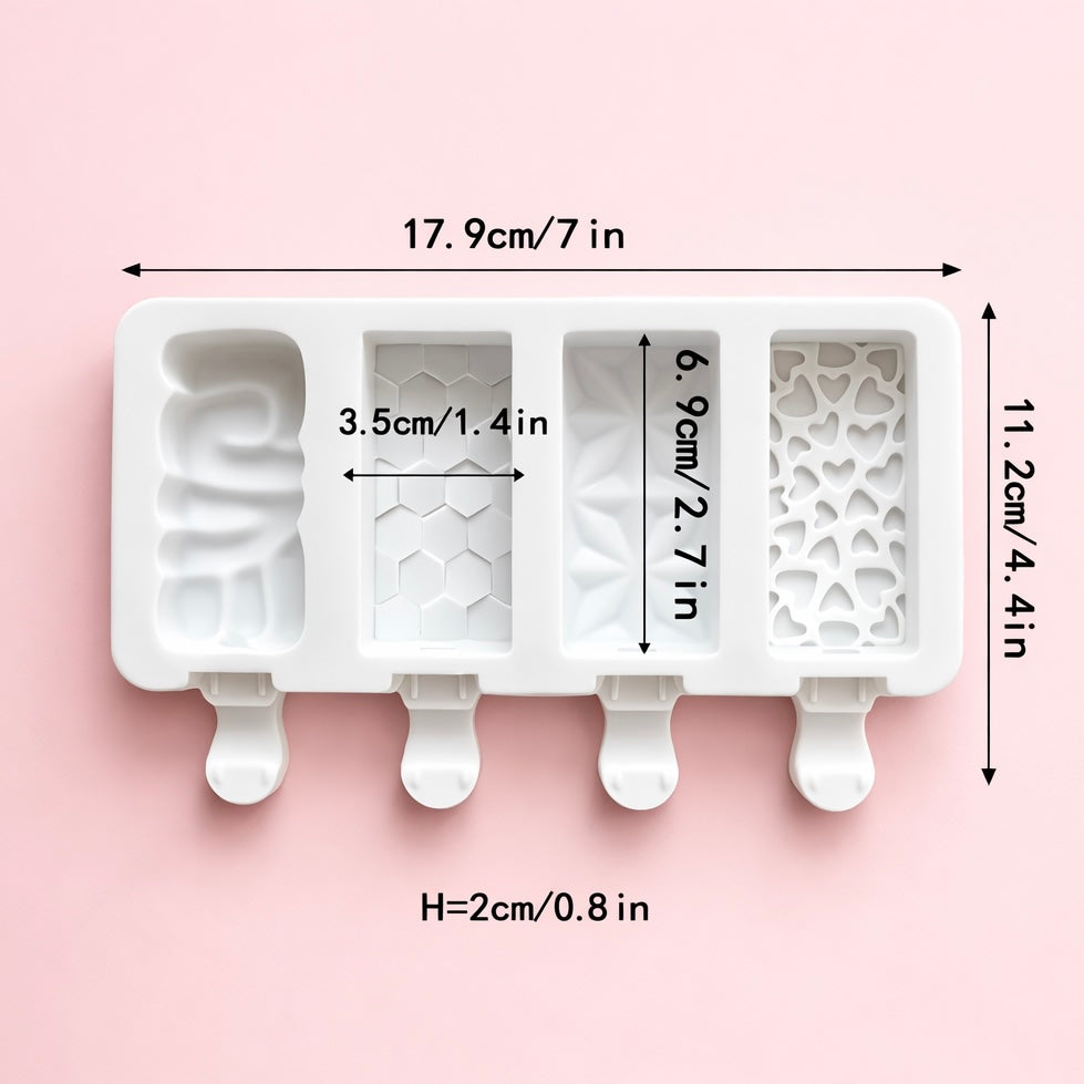 4-Cavity Rectangular Popsicle Silicone Mould (Style 1)