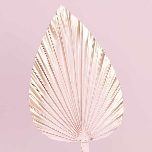 Decorated Dried Palm Spear (Pale Pink & Gold Ombre)