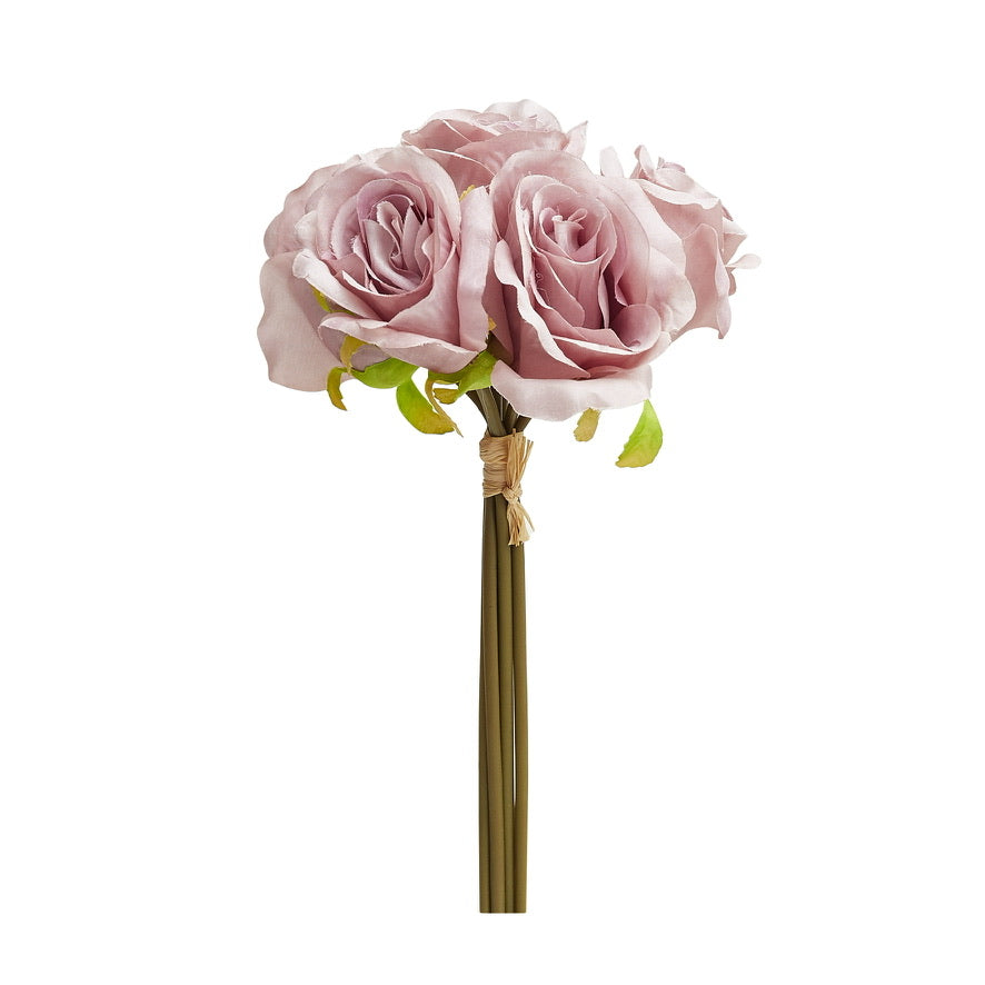 Artificial Silk Hand-Tied Bella Rose Bouquet - Vintage Mauve