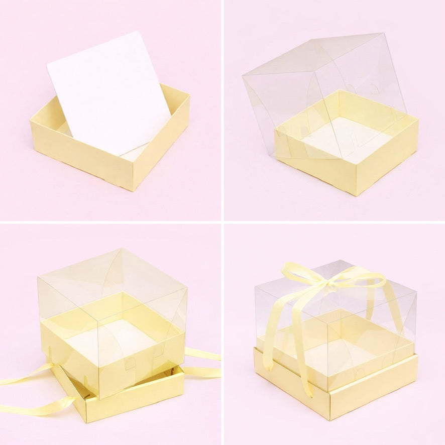 Mini Cake/Bento Cake Board & Box Sets (Lemon)