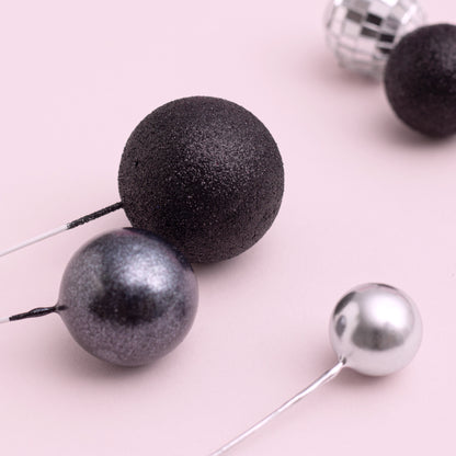 32 Piece Cake Decorating Glitter & Disco Ball Sets (Silver Disco, Silver, Black Pearl & Black Glitter)