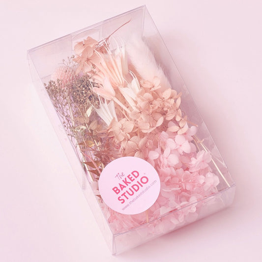 Deluxe Dried Flower Box (Peachy Pinks, White & Gold)