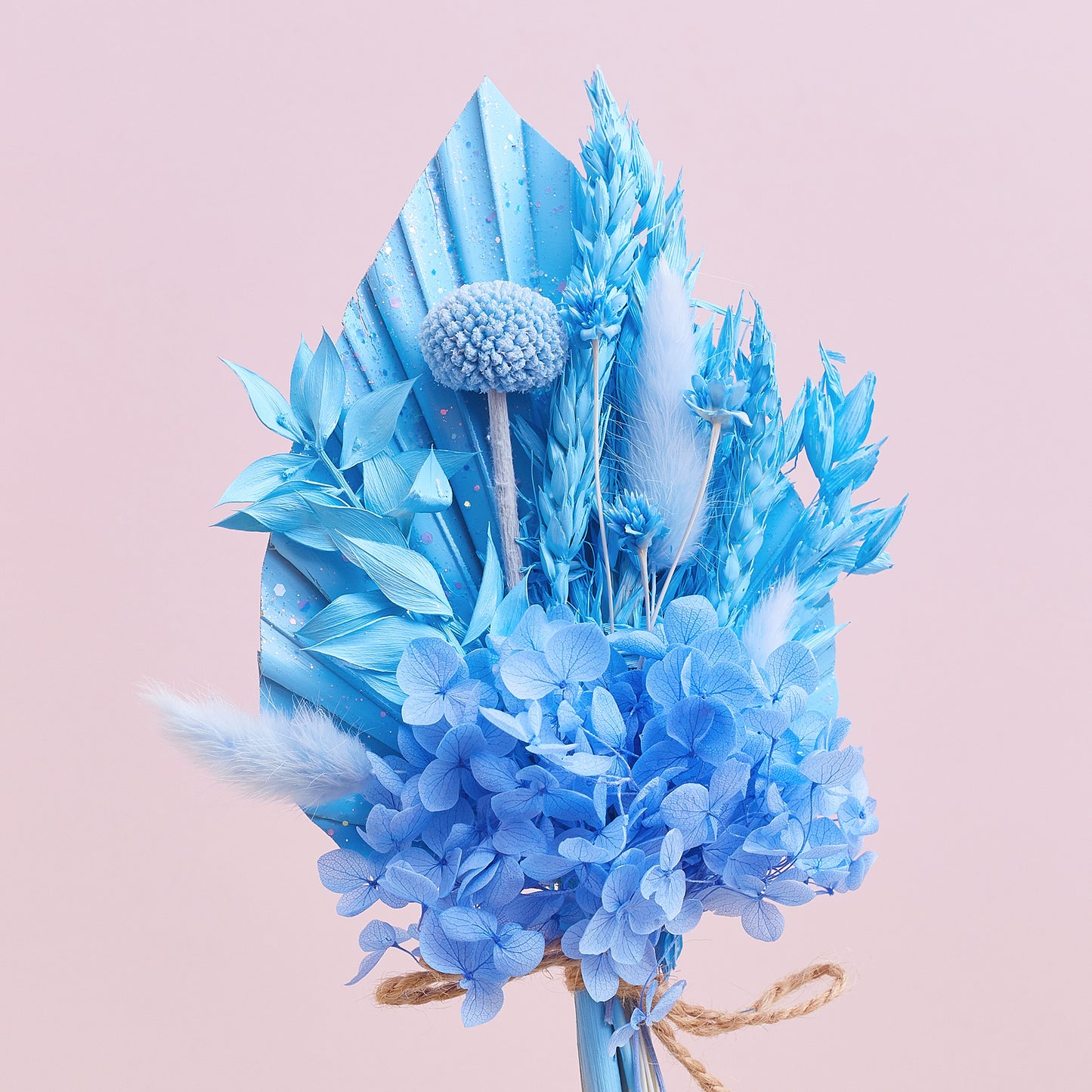 Dried Palm Spear Bouquet (Pastel Blue Glitter)