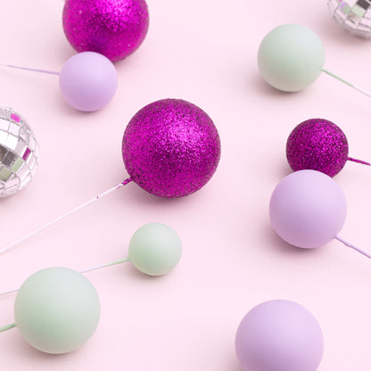 32 Piece Cake Decorating Glitter & Disco Ball Sets (Silver Disco, Purple Glitter, Mint & Lilac)