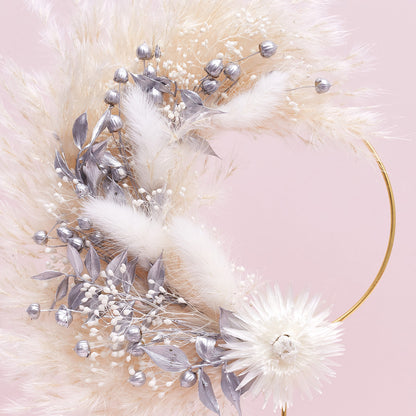 Dried Flower Ring (10cm) (Silver & White)