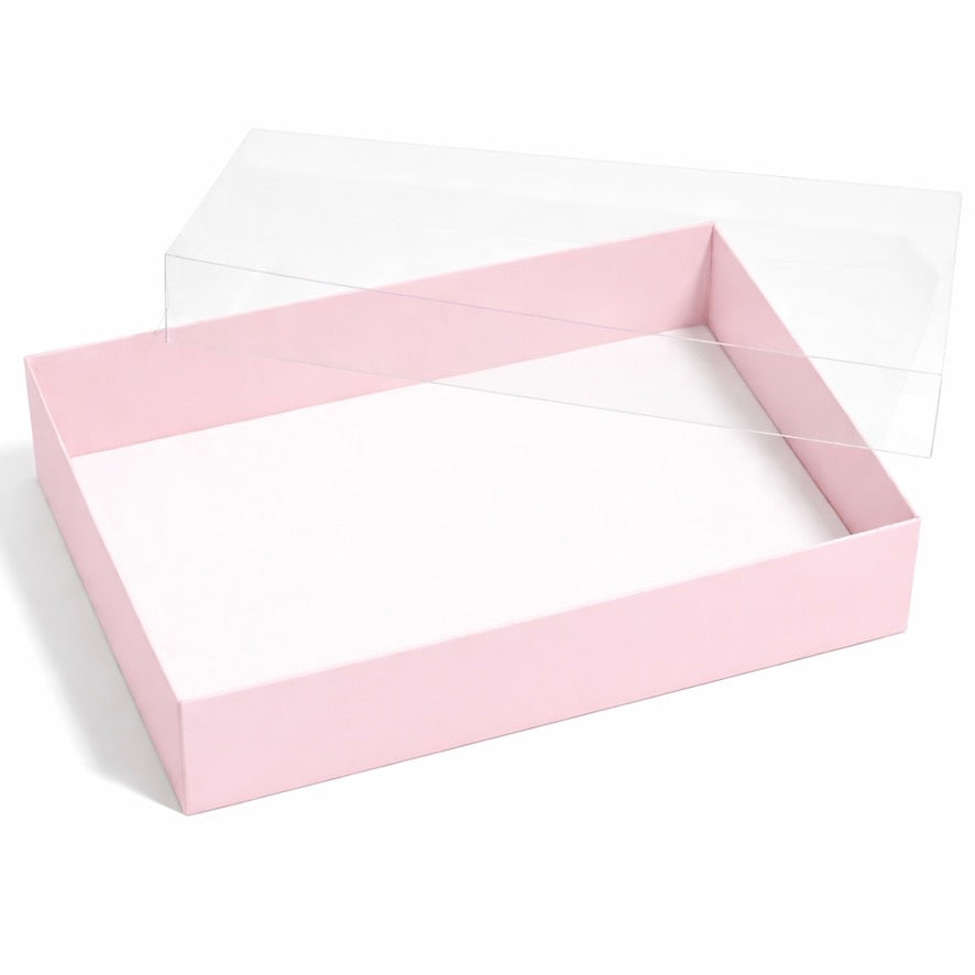 The Baked Studio – Deluxe Treat & Cookie Boxes with Clear Lid - Pink (Pack of 5)