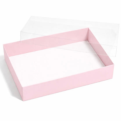 The Baked Studio – Deluxe Treat & Cookie Boxes with Clear Lid - Pink (Pack of 5)