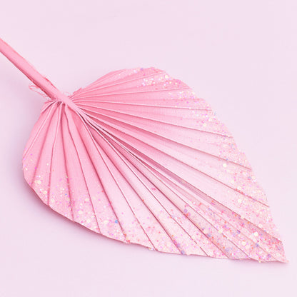 Decorated Dried Palm Spear (Pale Pink Glitter Ombre)