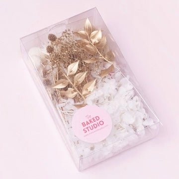 Deluxe Dried Flower Box (Gold & White)