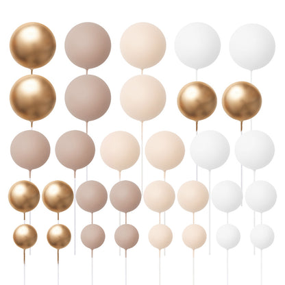 32 Pieces Cake Decorating Ball Sets - White, Gold, Ivory Beige & Latte