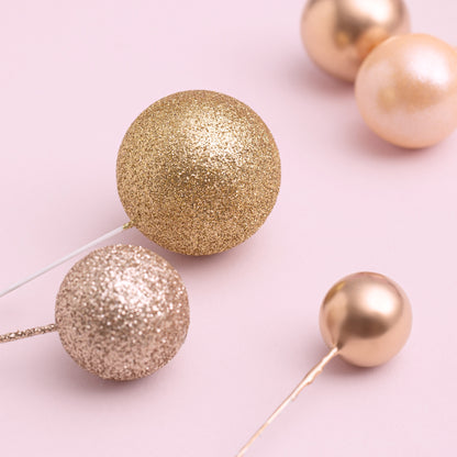 32 Pieces Cake Decorating Ball Sets - Gold, Gold Pearl, Gold Glitter & Light Gold Glitter