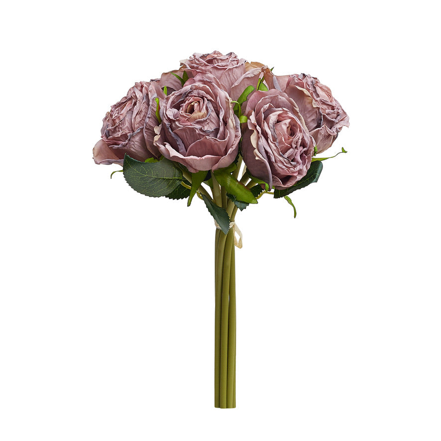 Dried Touch 7-Piece Rose Stem Bouquet – Vintage Mauve
