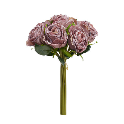 Dried Touch 7-Piece Rose Stem Bouquet – Vintage Mauve