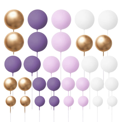 32 Pieces Cake Decorating Ball Sets - White, Gold, Lilac & Purple