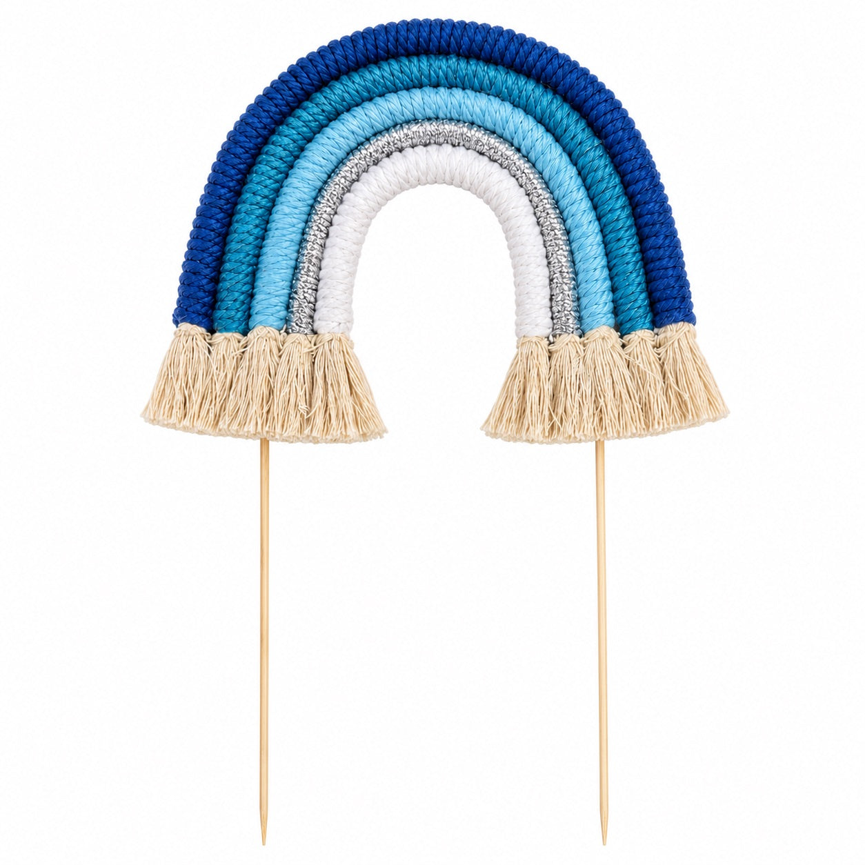 Rainbow Cake Toppers (Blues, White & Silver)