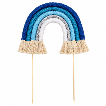 Rainbow Cake Toppers (Blues, White & Silver)
