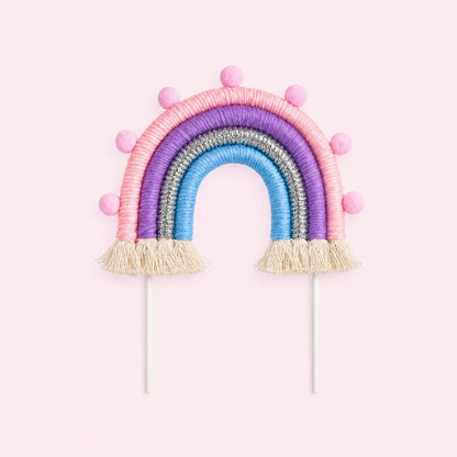 Rainbow Cake Toppers (Small) (Pastel Pink, Blue, Purple & Silver)