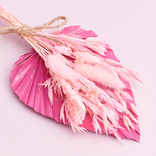 Dried Palm Spear Bouquet (Pastel Pink Glitter)