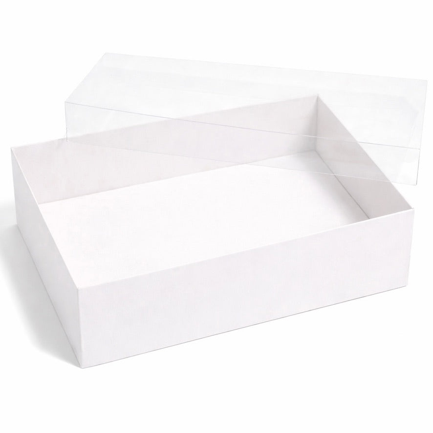 The Baked Studio – Deluxe Treat & Cookie Boxes with Clear Lid - White (Pack of 5)