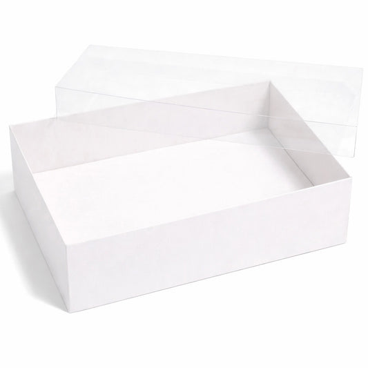 The Baked Studio – Deluxe Treat & Cookie Boxes with Clear Lid - White (Pack of 5)