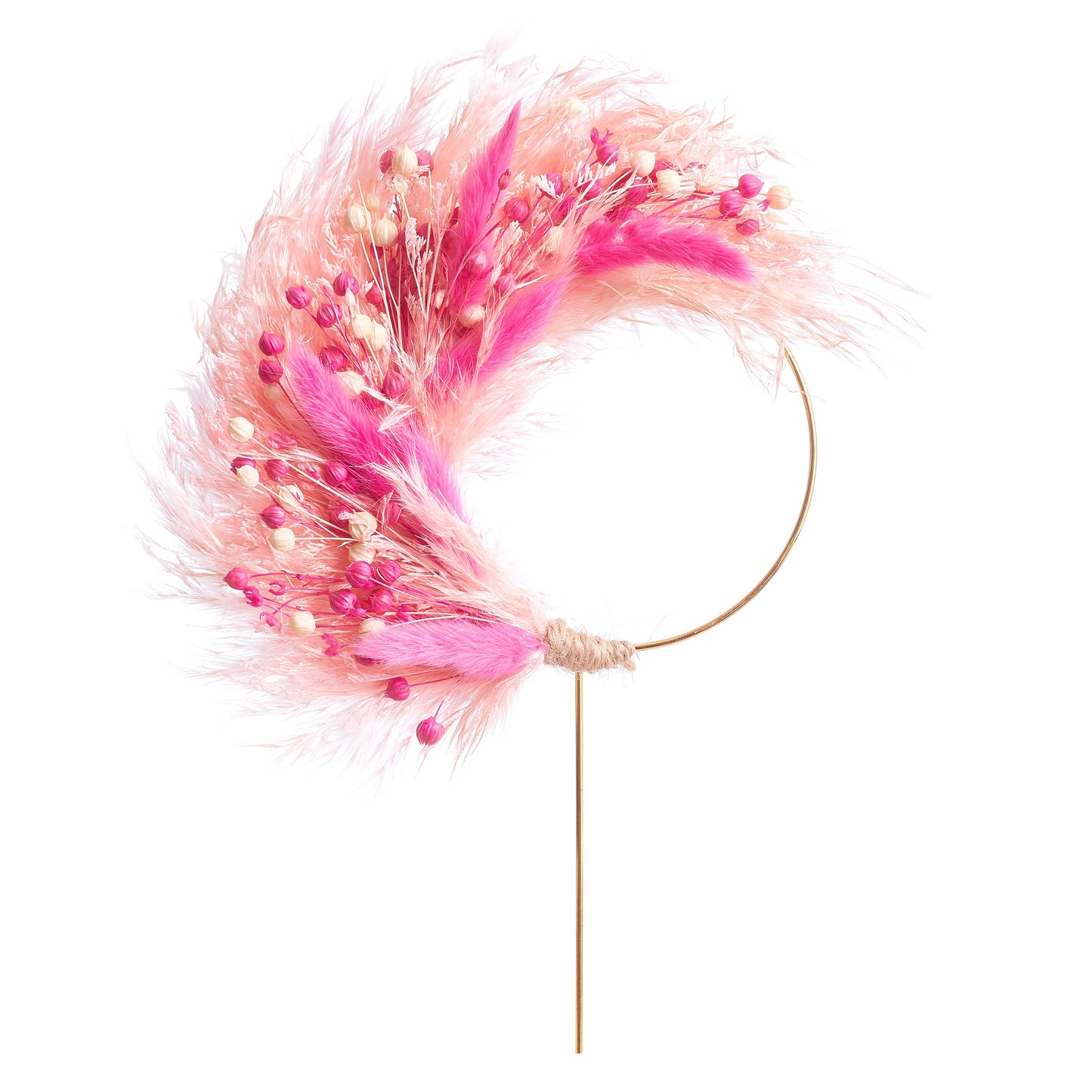 Dried Flower Ring (10cm) (Pinks & Pampas)