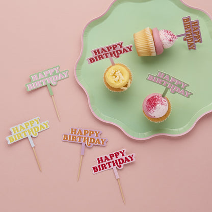 Bright Banquet 'Happy Birthday' Food Picks - Pack of 12