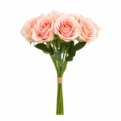 Artificial Silk Classic Rose Bouquet (Peaches & Cream)
