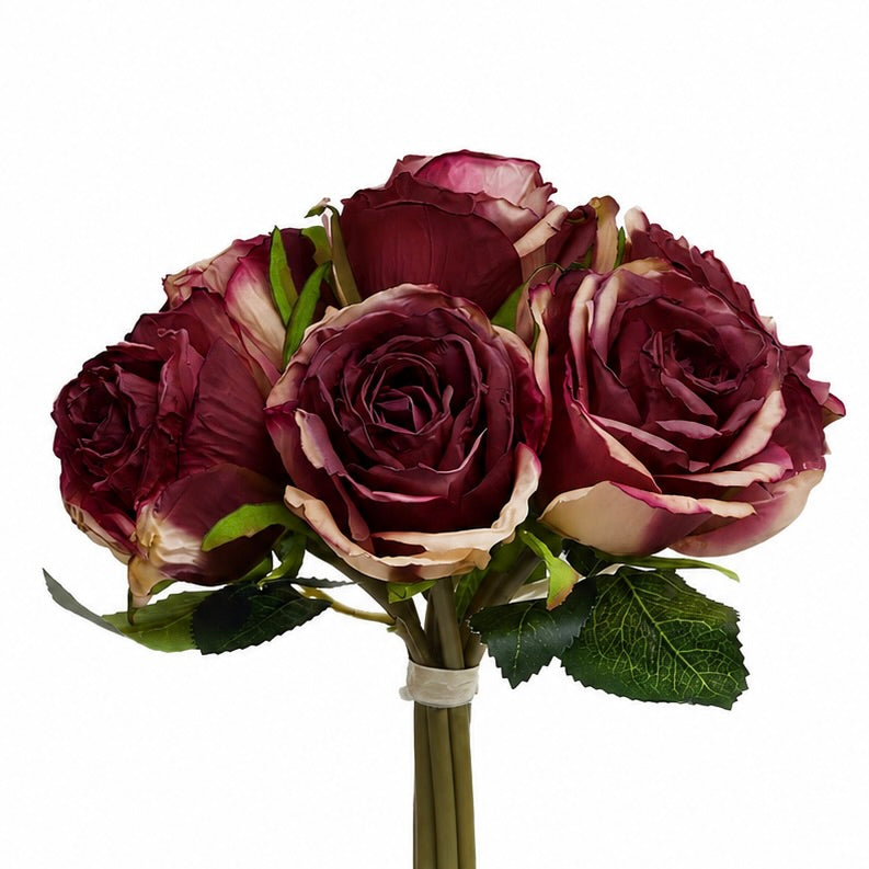 Dried Touch 7-Piece Rose Stem Bouquet – Mulberry