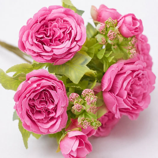 Artificial Silk Peony & Tea Rose Bouquet (Pretty Rose)