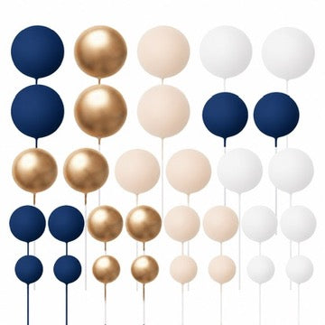 32 Pieces Cake Decorating Ball Sets - White, Gold, Ivory Beige & Navy