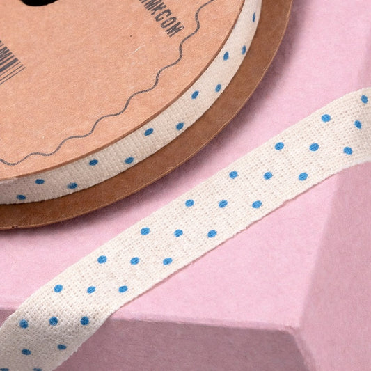 Natural Ribbon With Blue Spots - 12mm x 10m