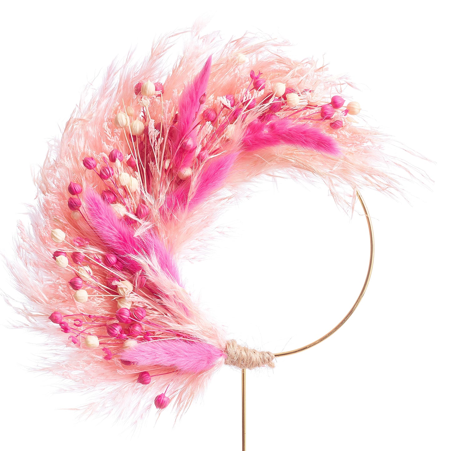 Dried Flower Ring (10cm) (Pinks & Pampas)
