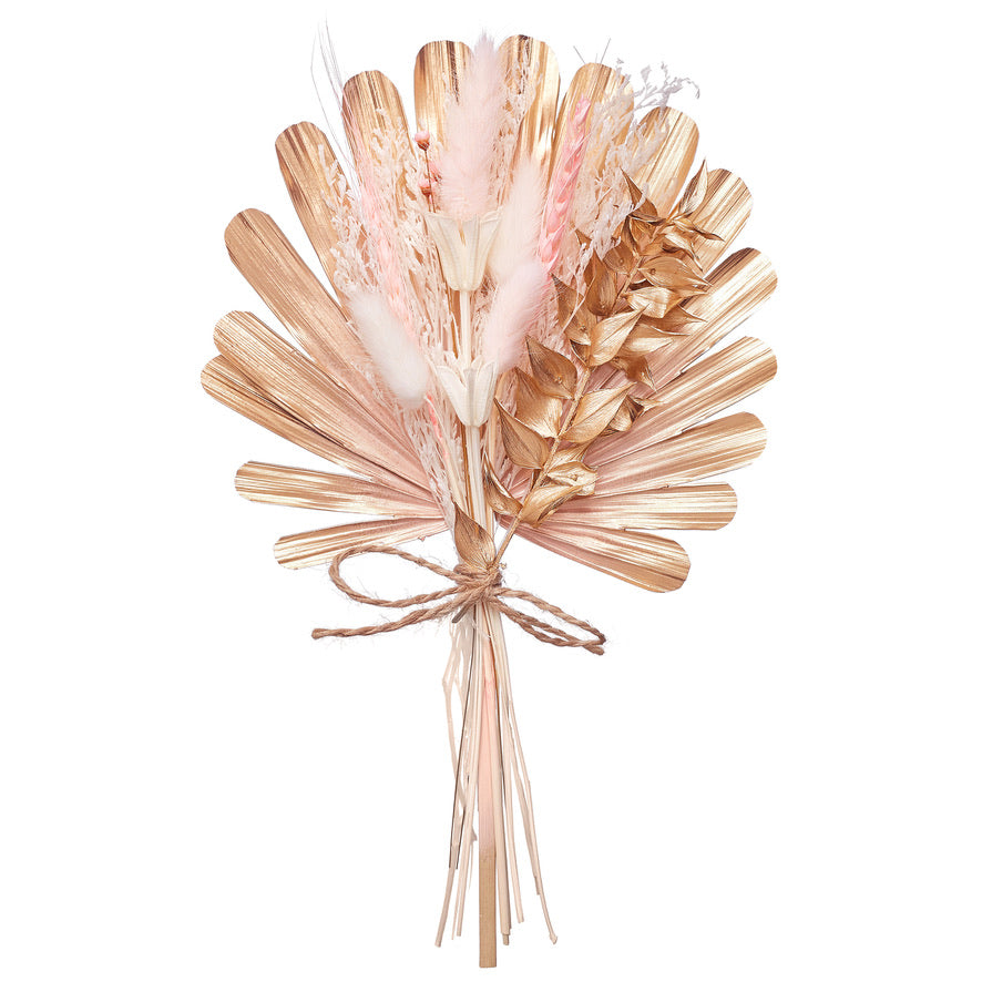 Dried Shell Palm Bouquet (Pink, Gold & White)