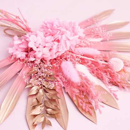 Dried Sun Palm Bouquets (Hot Pink & Gold)