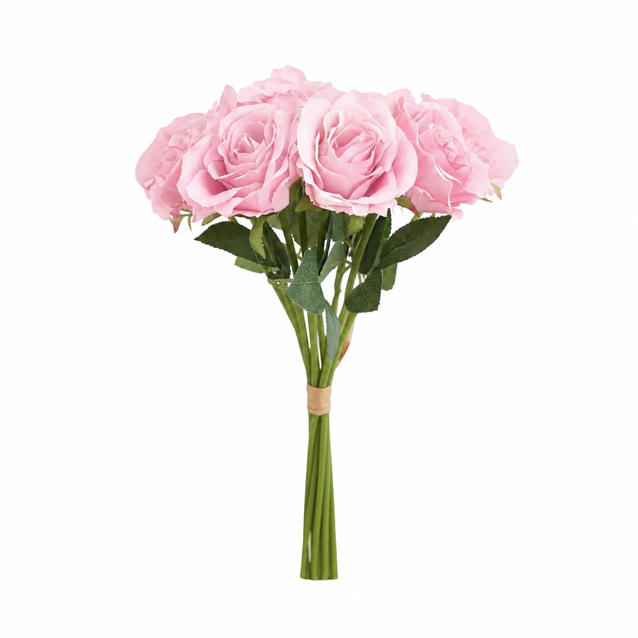 Artificial Silk Classic Rose Bouquet (Baby Pink)