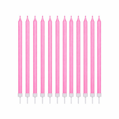 Pink Tall Skinny Wax Candles - Pack of 12
