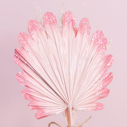 Dried Shell Palm Bouquet (Pink Glitter)