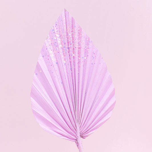Decorated Dried Palm Spear (Candy Pink Glitter)