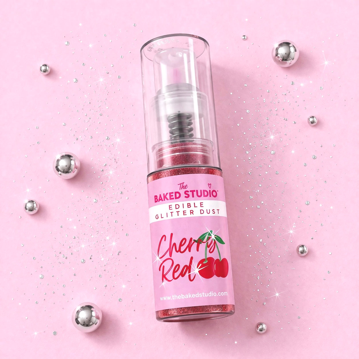 Edible Glitter Dust - 10g Pump Bottle (Cherry Red 10g)