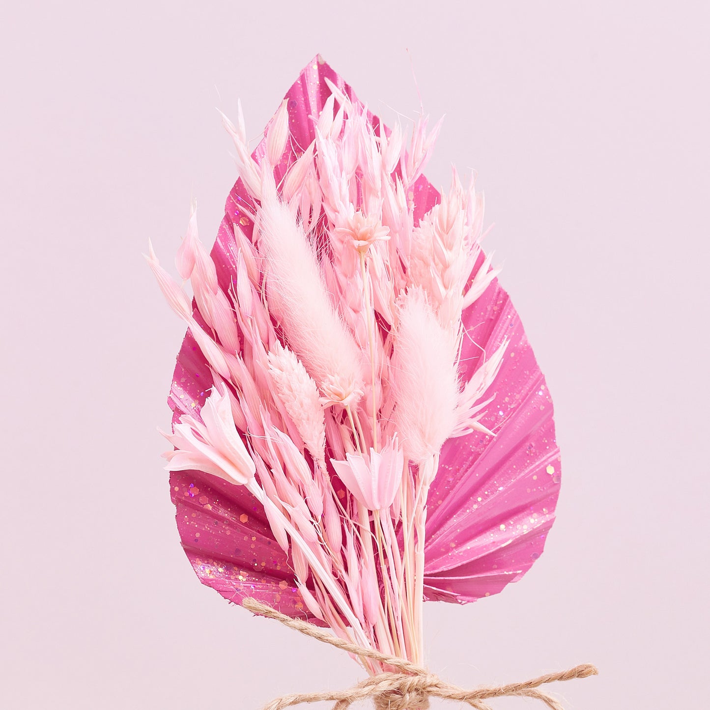 Dried Palm Spear Bouquet (Pastel Pink Glitter)