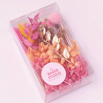 Deluxe Dried Flower Box (Hot Pink, Orange & Gold)