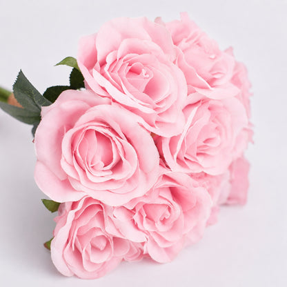 Artificial Silk Classic Rose Bouquet (Baby Pink)