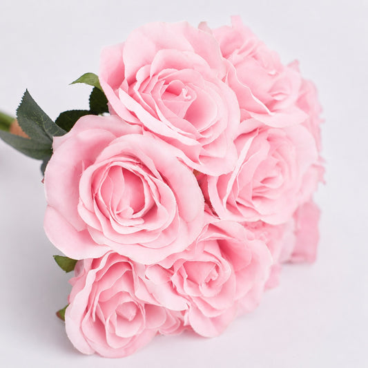Artificial Silk Classic Rose Bouquet (Baby Pink)
